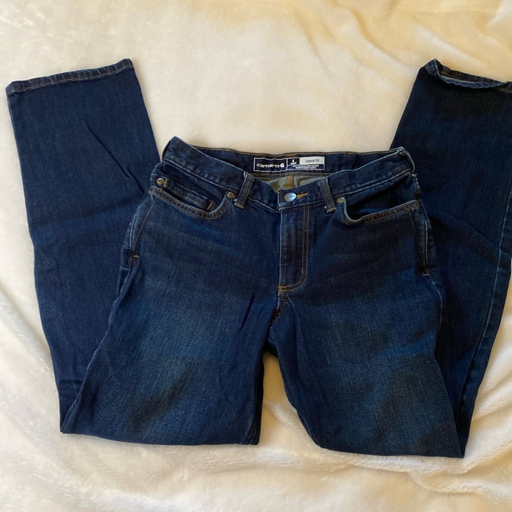 Carhartt Dark Wash Loose Fit Jeans Sz 4 Short